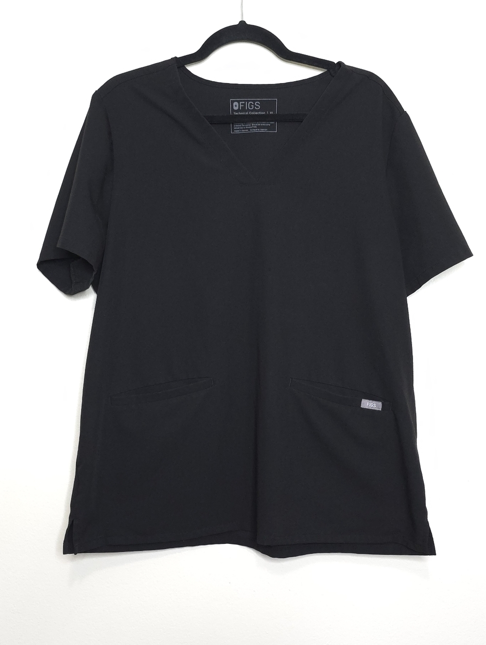 Figs Casma Three-Pocket Scrub Top Women's Black Size XL Technical Collection